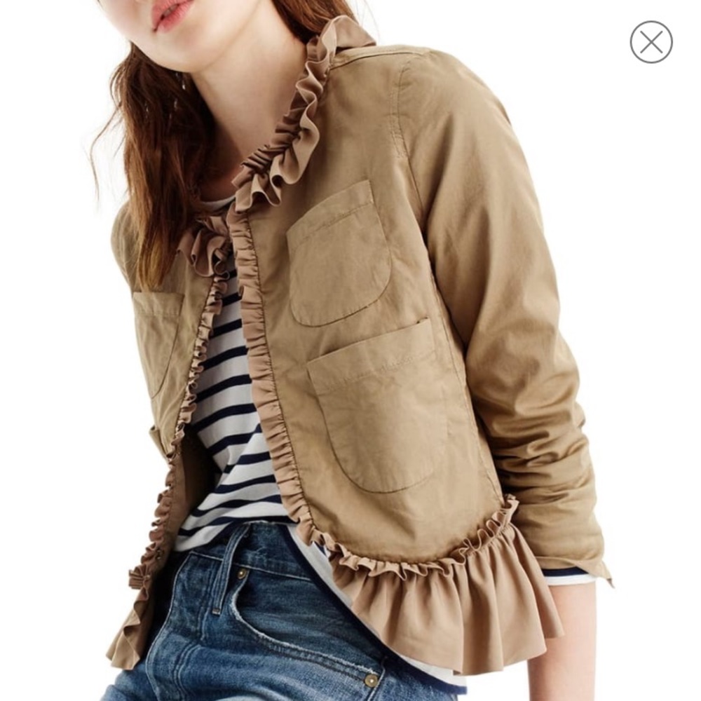 J. Crew Ruffle Chino Jacket size 8